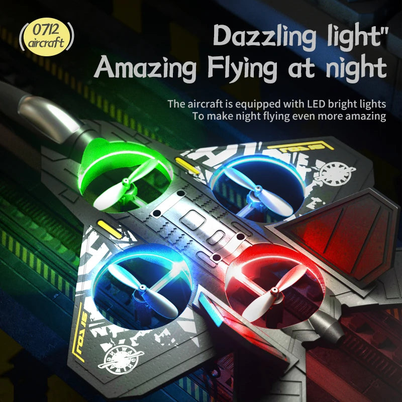 Remote Control Stunt Plane - Easy To Fly, One Click Take Off And Landing, LED Night Lights!